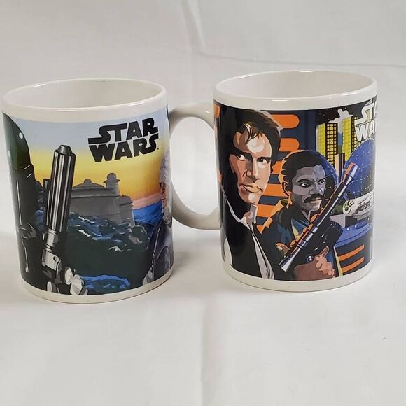 Star Wars Coffee Mug Set of 2 – Chewbacca, Han Solo, Lando, Greedo – Vintage Gal - Picture 1 of 9
